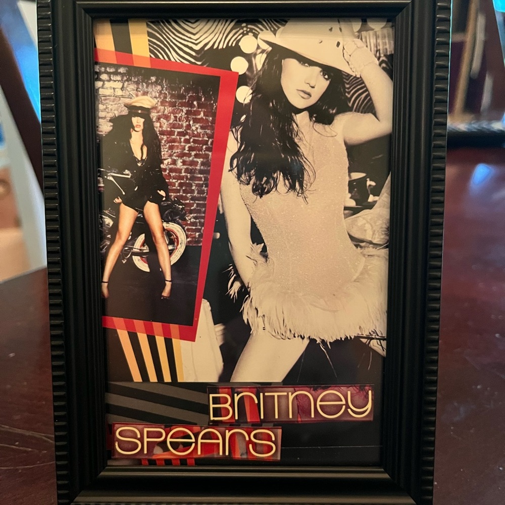 Britney Spears, 4 x 6 framed art, black, new frame, unique